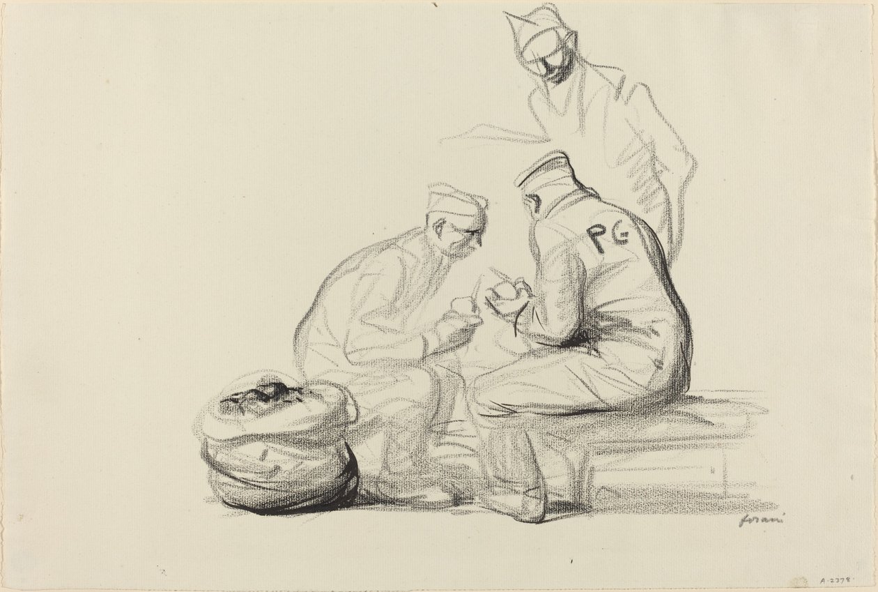 Poilu et prisonniers allemands, vers 1914-1919 - Jean Louis Forain