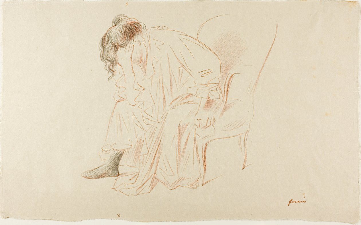 Femme Assise, Tête dans la Main Droite - Jean Louis Forain