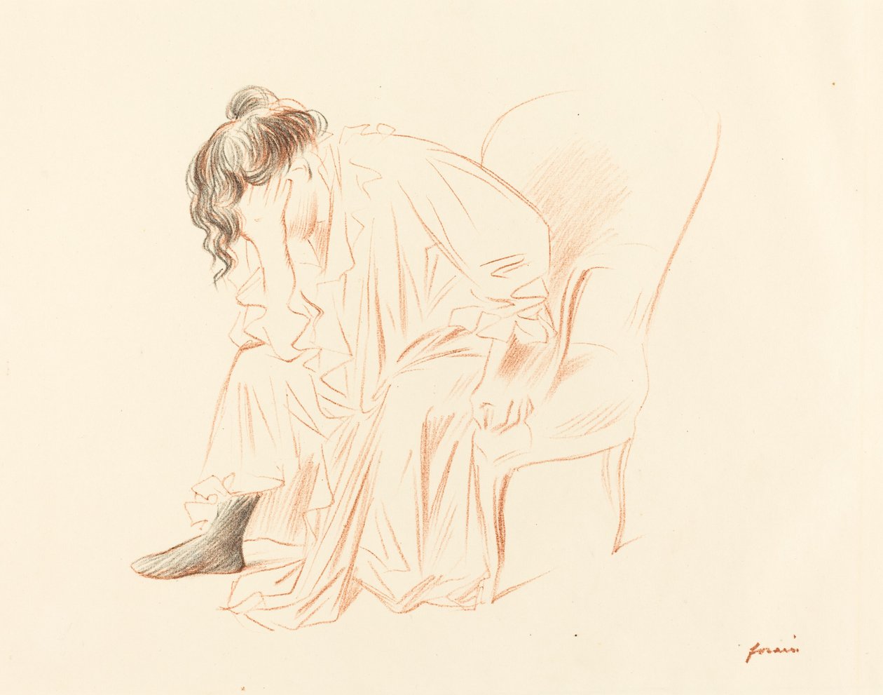 Femme assise avec la tête reposant sur sa main droite - Jean Louis Forain