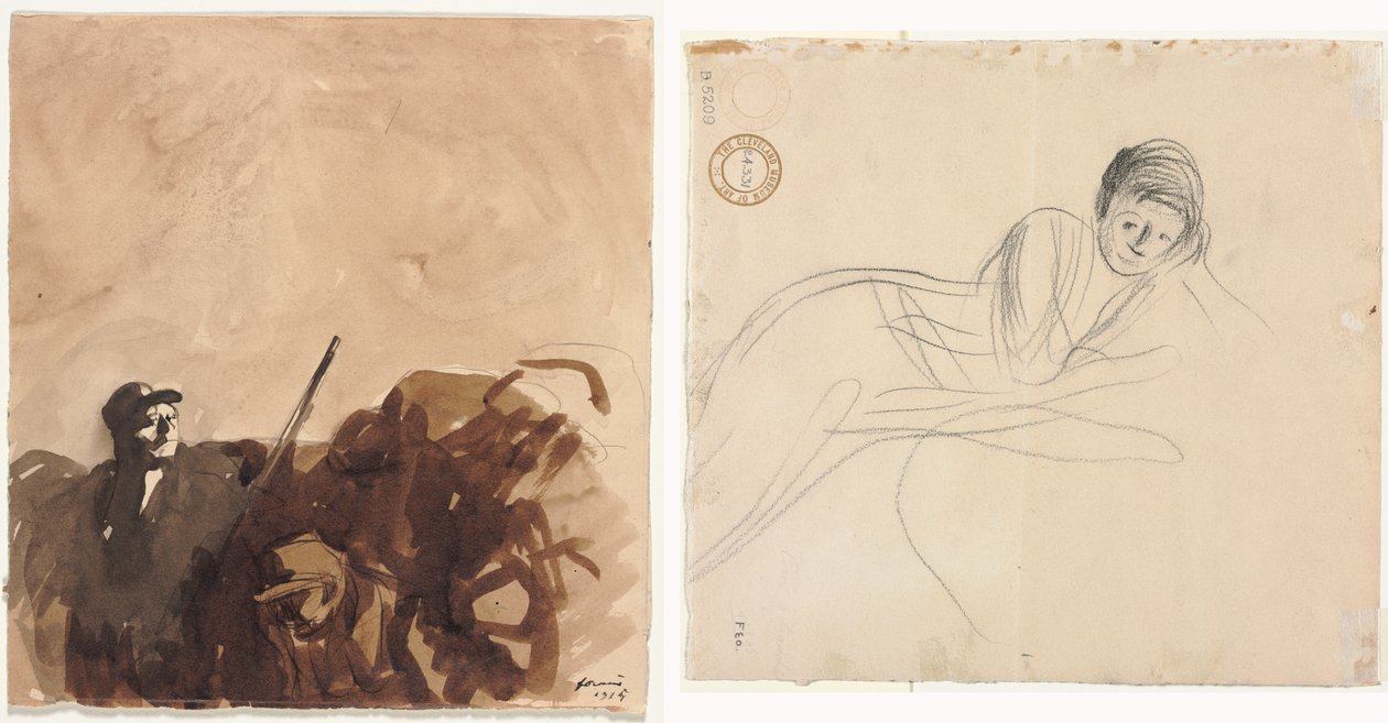 Soldat dans une Tranchée (recto) Femme Allongée (verso) - Jean Louis Forain