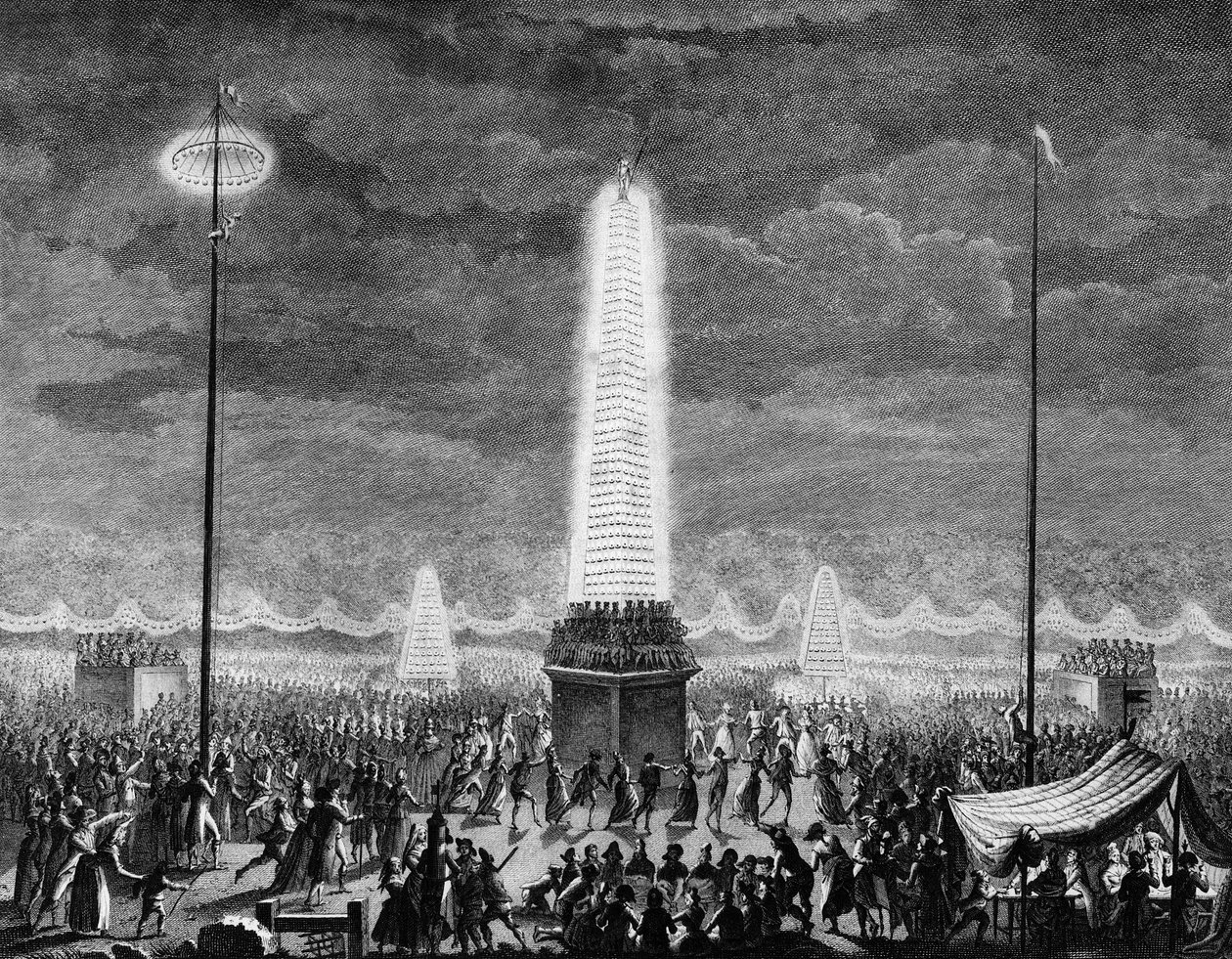 Révolution française : Fêtes et illuminations aux Champs-Élysées à Paris le 18 juillet - Jean Louis II (after) Prieur