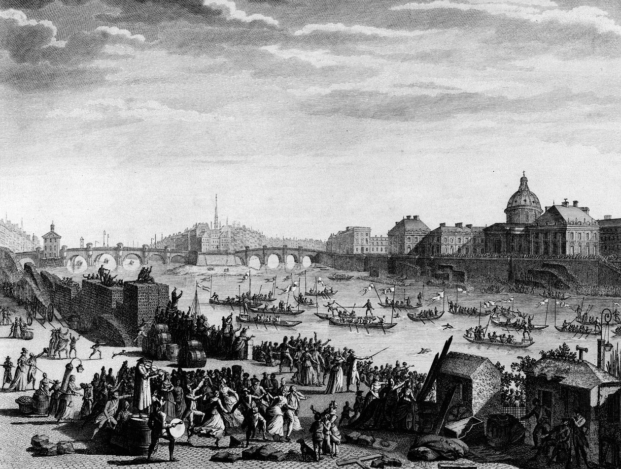 Révolution française : Fête exécutée en mémoire de la fédération : jeu sur la Seine à Paris le 18 juillet - Jean Louis II (after) Prieur