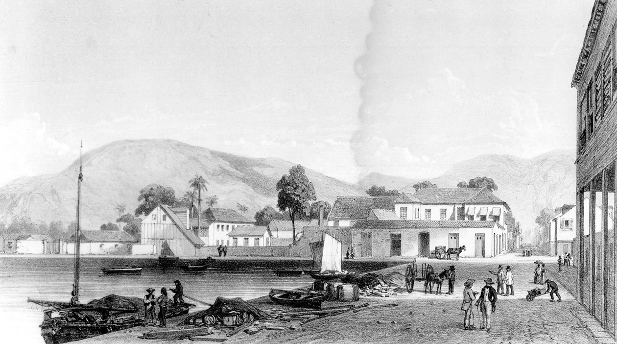 Douane et quai Saint-Vincent, Trinidad, gravé par Eugene Ciceri, vers 1850 - Jean Michel Cazabon