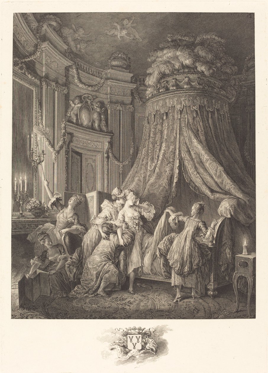 Le couché de la mariée - Jean Michel Moreau and Jean Baptiste Blaise Simonet after Pierre Antoine Baudouin