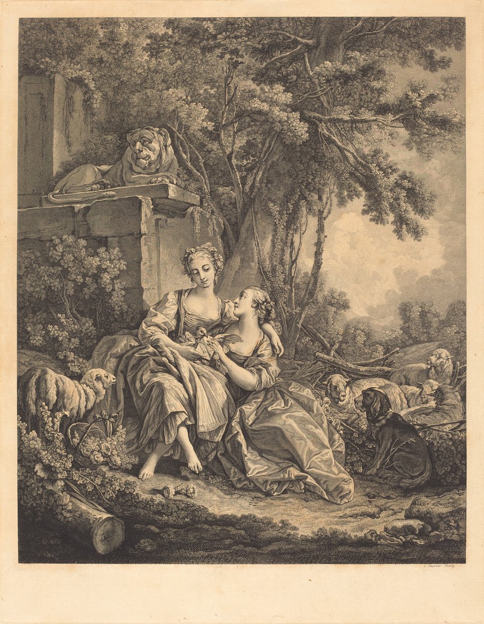 Les deux confidentes - Jean Ouvrier after François Boucher