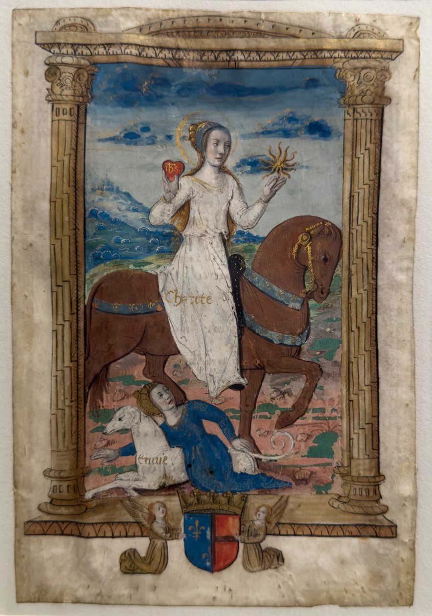 Charité et Envie. Les rondeaux des vertus, après 1515 (Parchemin peint et enluminé) - Jean Pichore