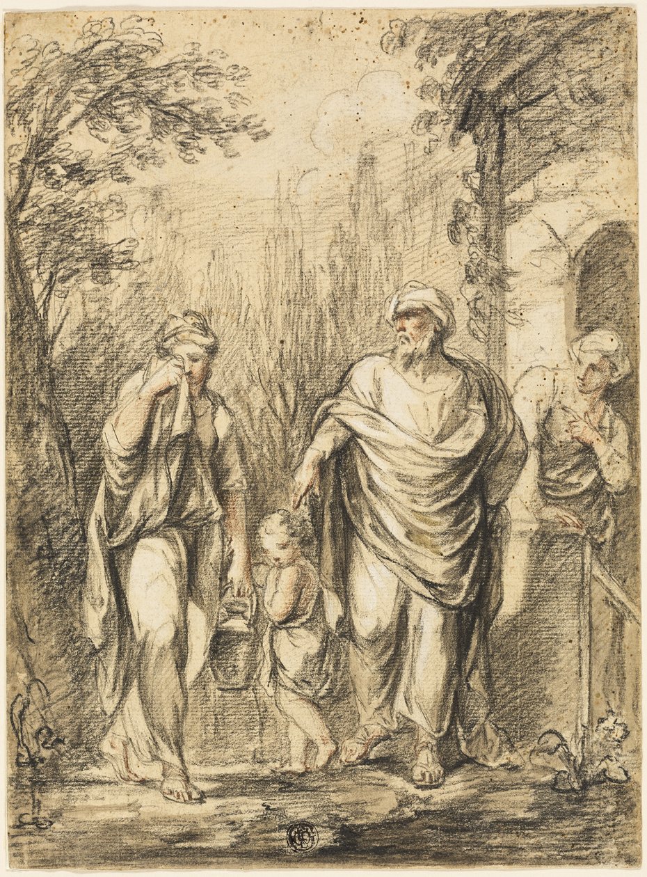 Abraham chassant Agar et Ismaël - Jean Pierre Antoine Tassaert