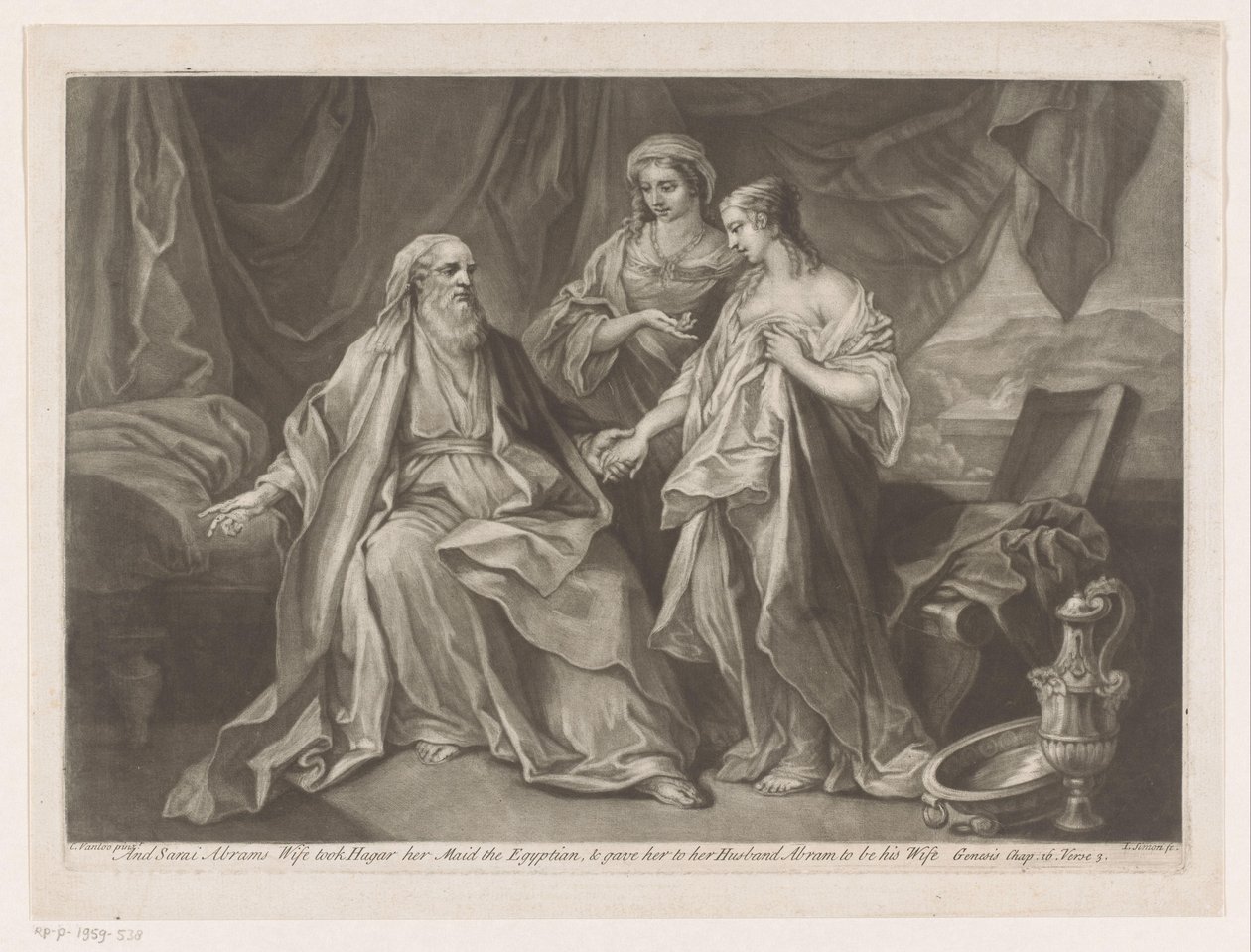 Sara présente Agar à Abraham - Jean Simon