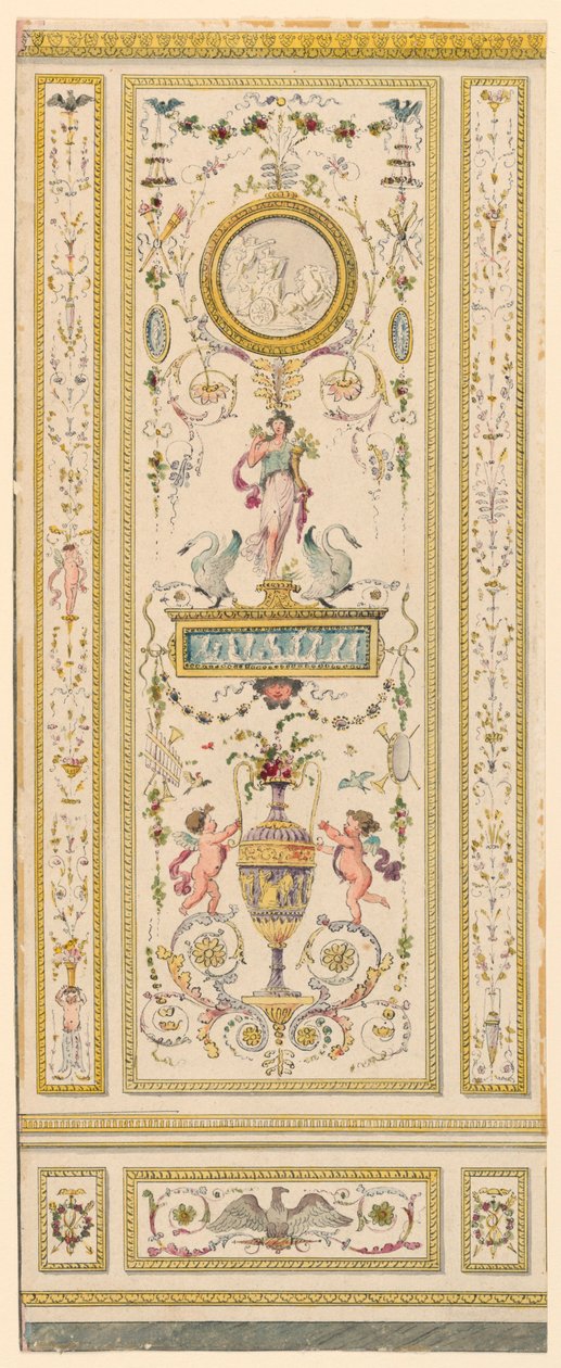 Dessin, panneau ornemental, 1775-1800 - Jean Simeon Rousseau