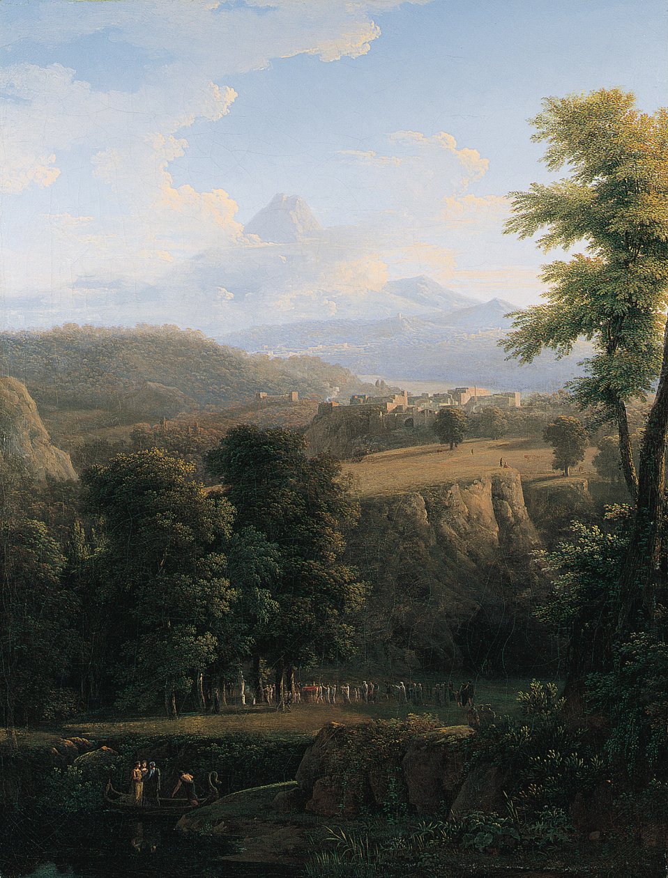 Une procession cérémoniale dans un paysage étendu - Jean Victor Bertin