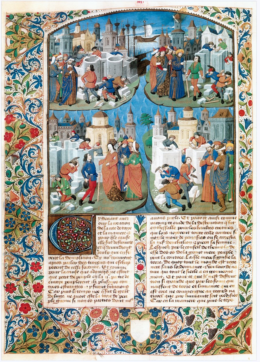 Chronique de la Bouquechardiere, histoire du monde composée par Jean de Courcy, seigneur de Bourg-Achard (parchemin) - Jean de Courcy