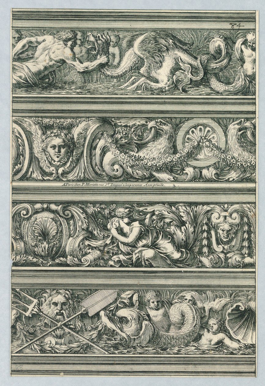 Planche de Frises pour les architraves, corniches, et autres ornements d
