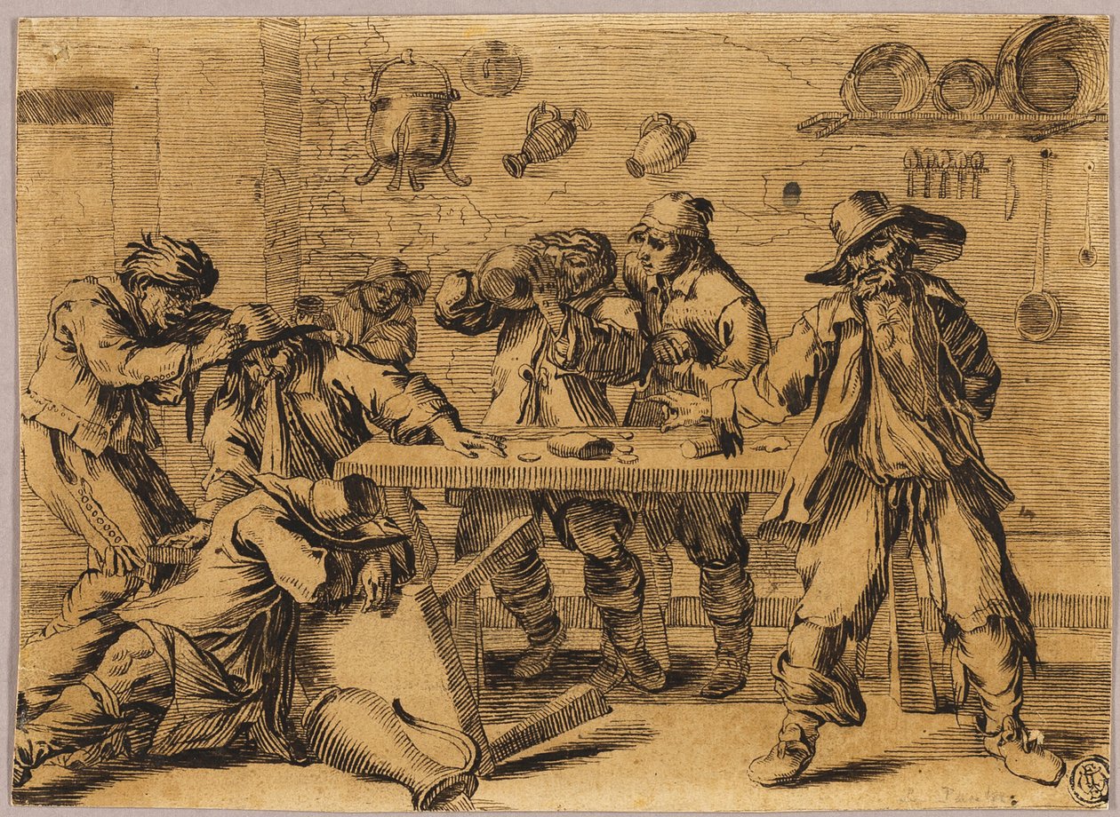 Scène de taverne avec des hommes en train de s