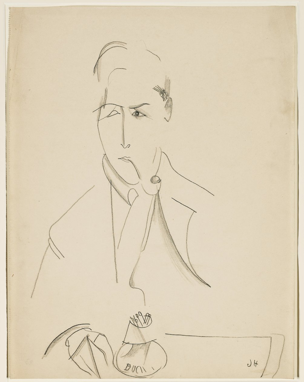 Portrait de Modigliani avec pipe - Jeanne Hébuterne