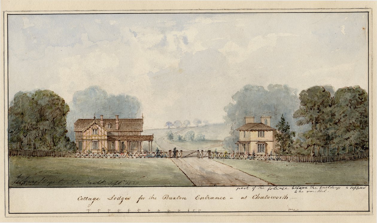Conception des pavillons à Edensor dans le parc de Chatsworth - Jeffry Wyatville
