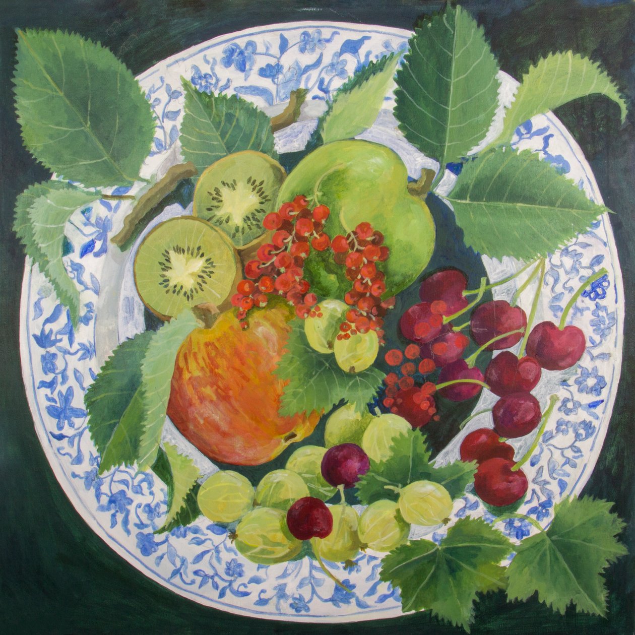 Pommes et raisins, 2018 (acrylique sur toile) - Jennifer Abbott