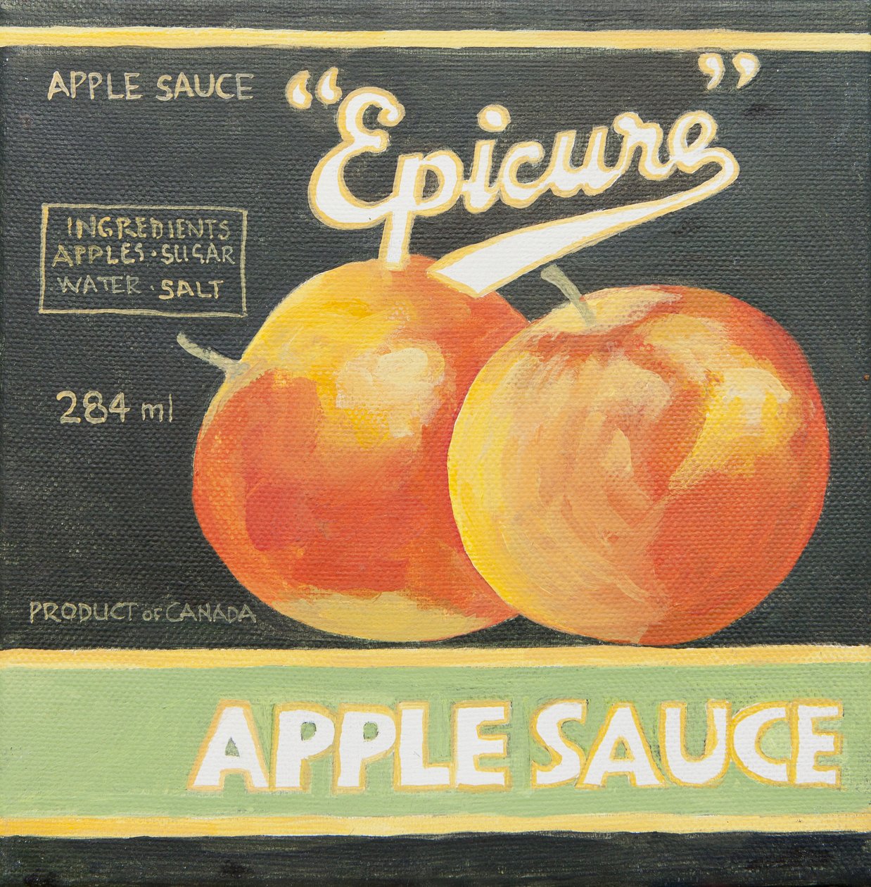 Etiquette de boîte de compote de pommes Epicure (acrylique) - Jennifer Abbott