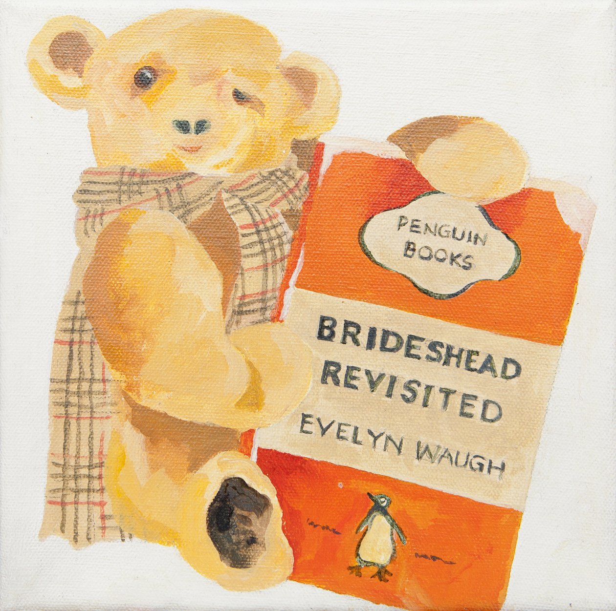 Livre de pingouin avec ours en peluche (acrylique) - Jennifer Abbott