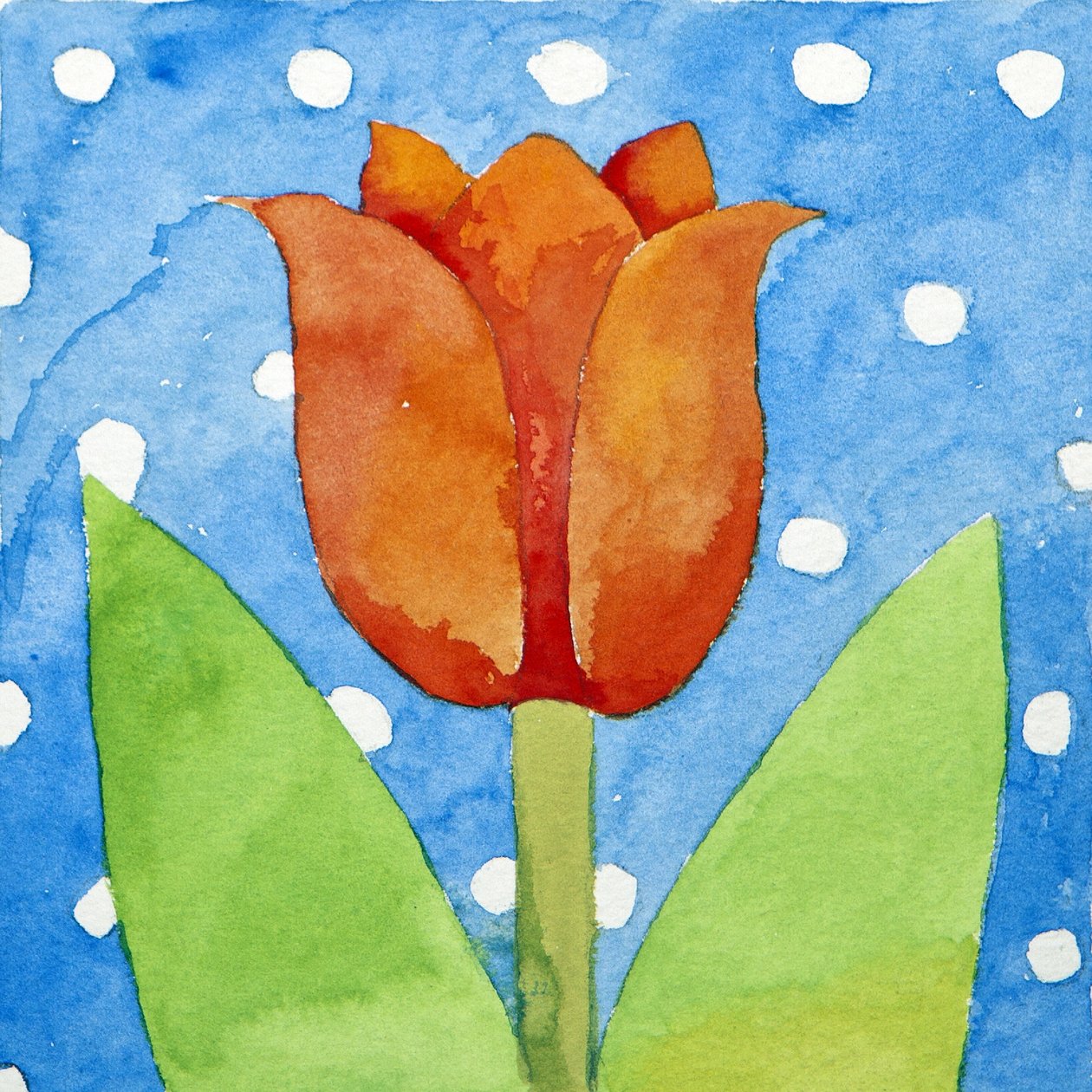 Tulipe bleue fond tache blanc, 2013 (aquarelle) - Jennifer Abbott