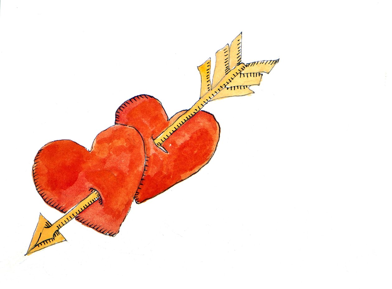 Deux cœurs - flèche, 2011 (aquarelle) - Jennifer Abbott