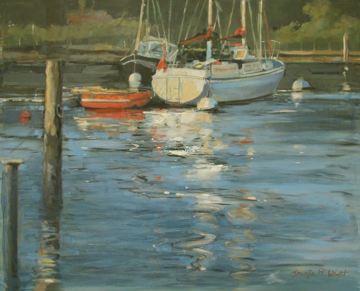 Yachts amarrés au crépuscule - Jennifer Wright