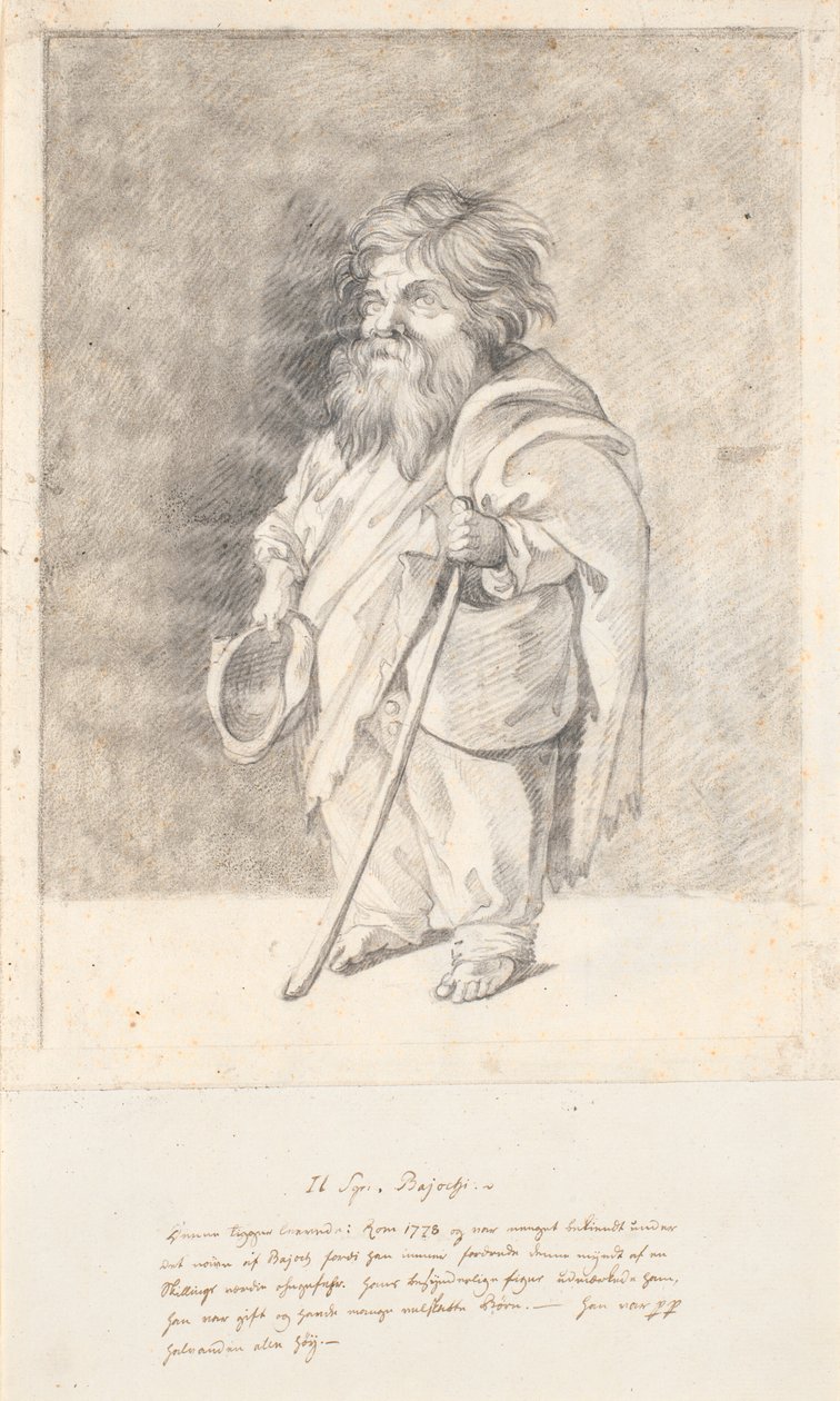 Le nain romain Francesco Ravai, appelé Bajocco. Figure entière, profil trois-quarts vers la gauche - Jens Juel