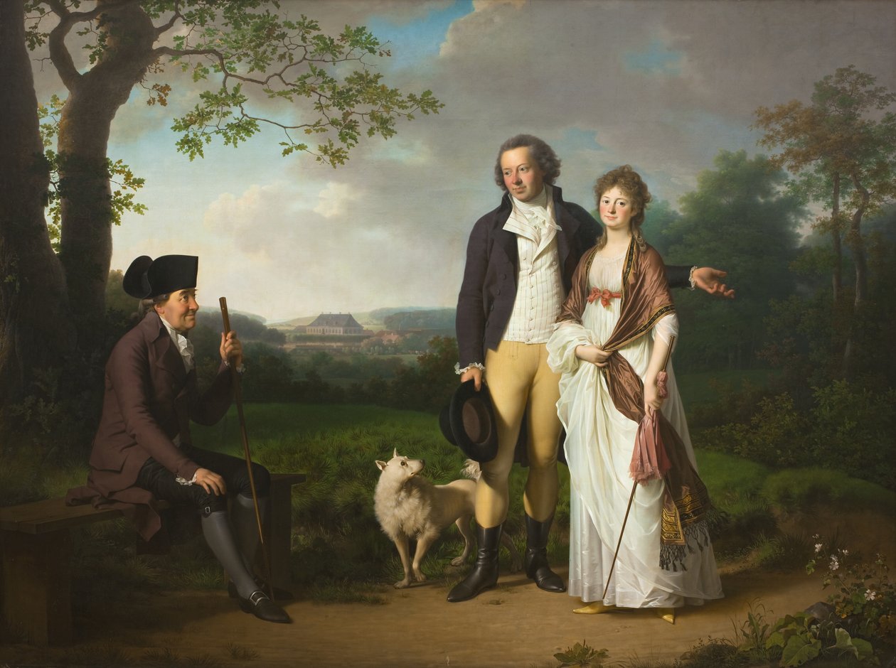 Niels Ryberg avec son fils Johan Christian et sa belle-fille Engelke, née Falbe - Jens Juel