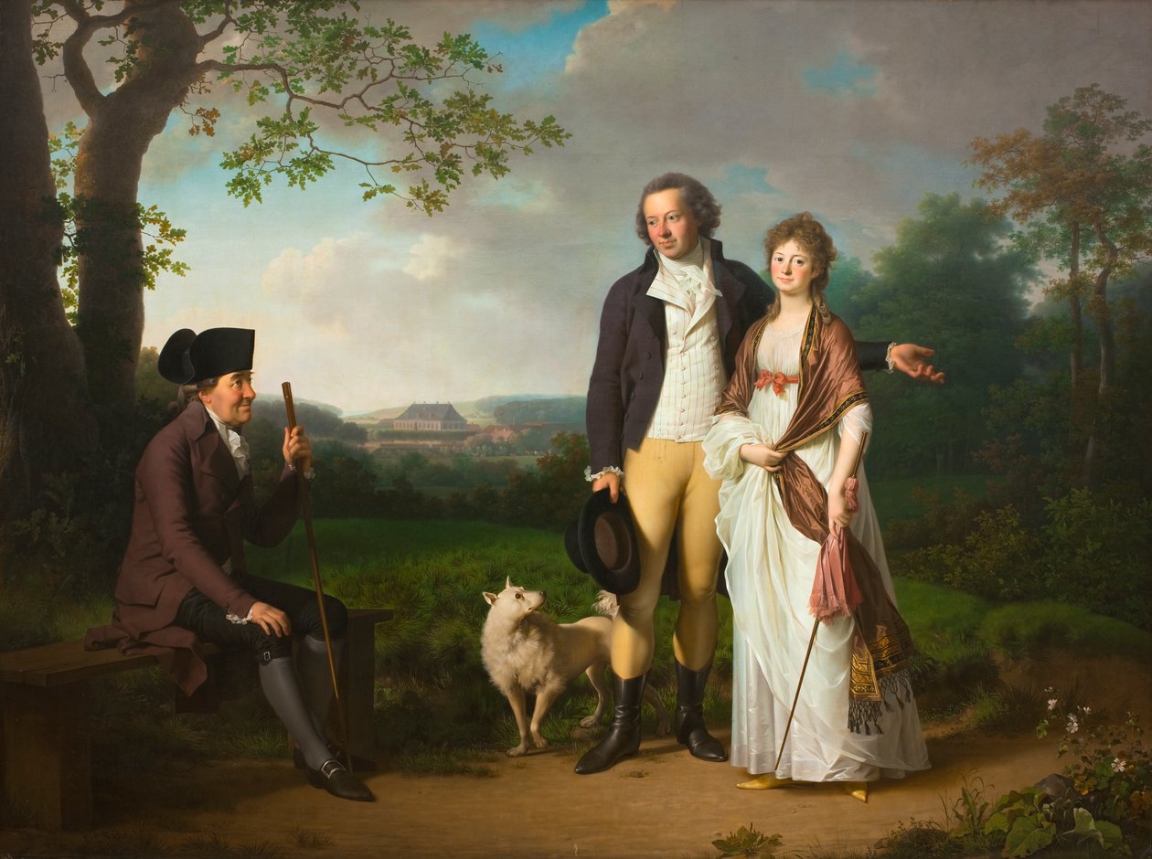 Niels Ryberg avec son fils Johan Christian et sa belle-fille Engelke, née Falbe - Jens Juel