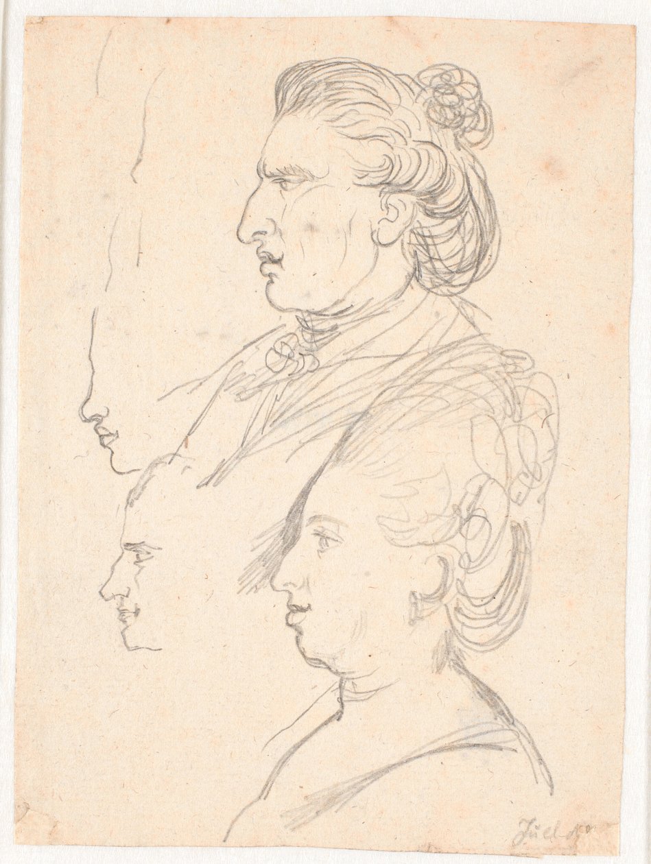 Portraits de profil de la reine Caroline Mathilde, J.F. Struensee et Enevold Brandt, ainsi qu