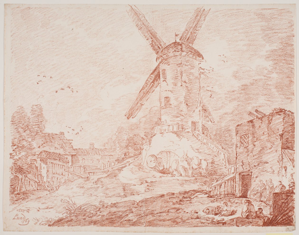 Paysage italien avec moulin à vent - Jens Petersen Lund