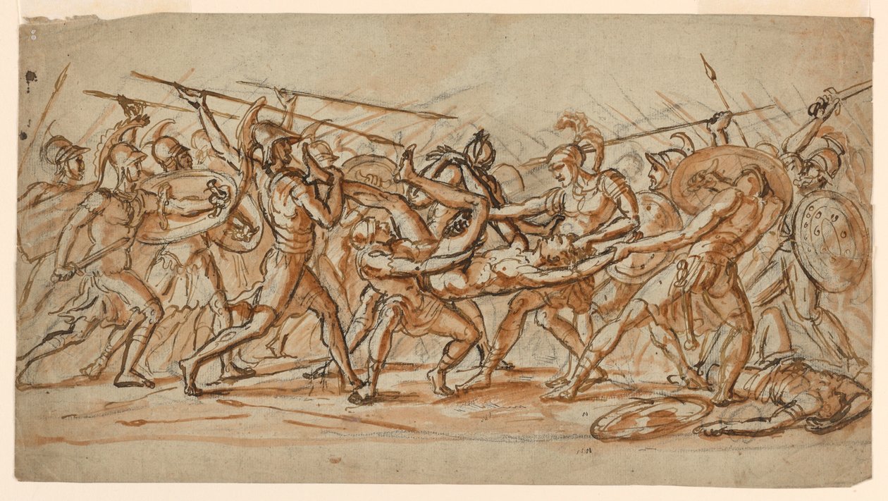 Dessin, La bataille pour le cadavre de Patrocle, vers 1810 - Jérôme Martin Langlois