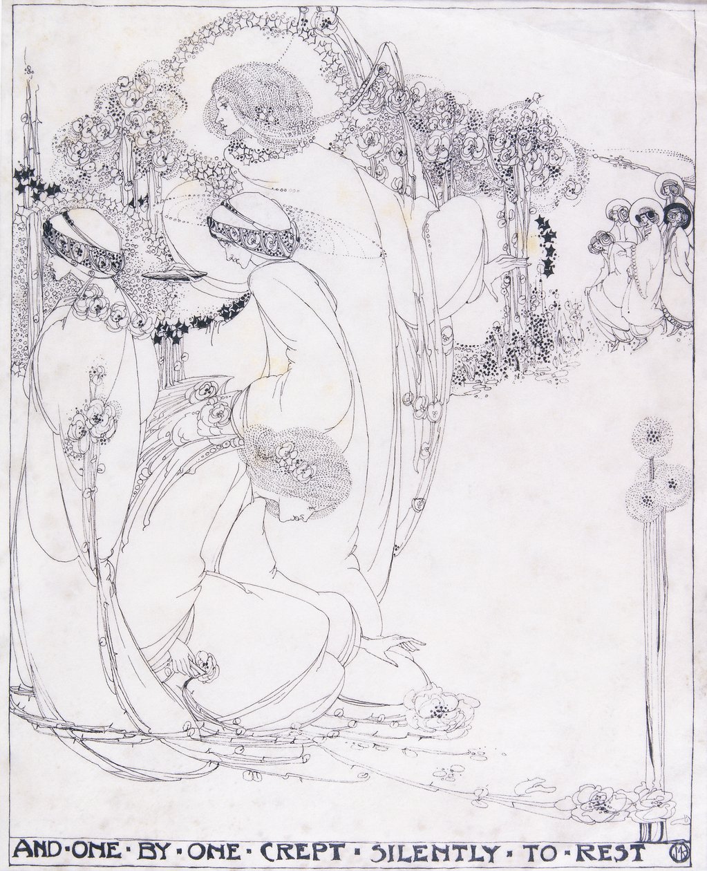 Et un par un, ils se glissèrent silencieusement pour se reposer, vers 1902-3 - Jessie Marion King