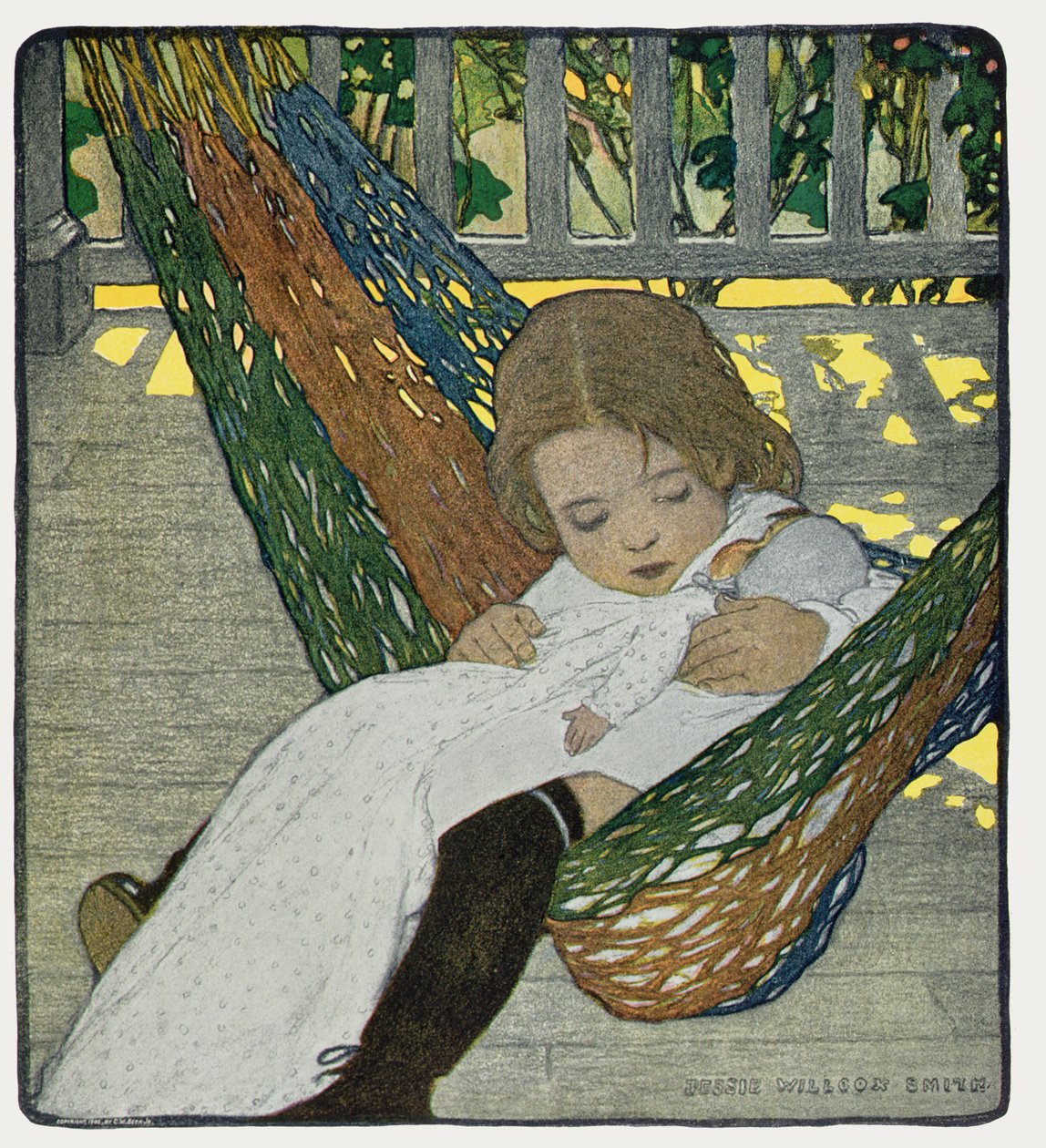 Bercer une poupée pour dormir - Jessie Willcox Smith