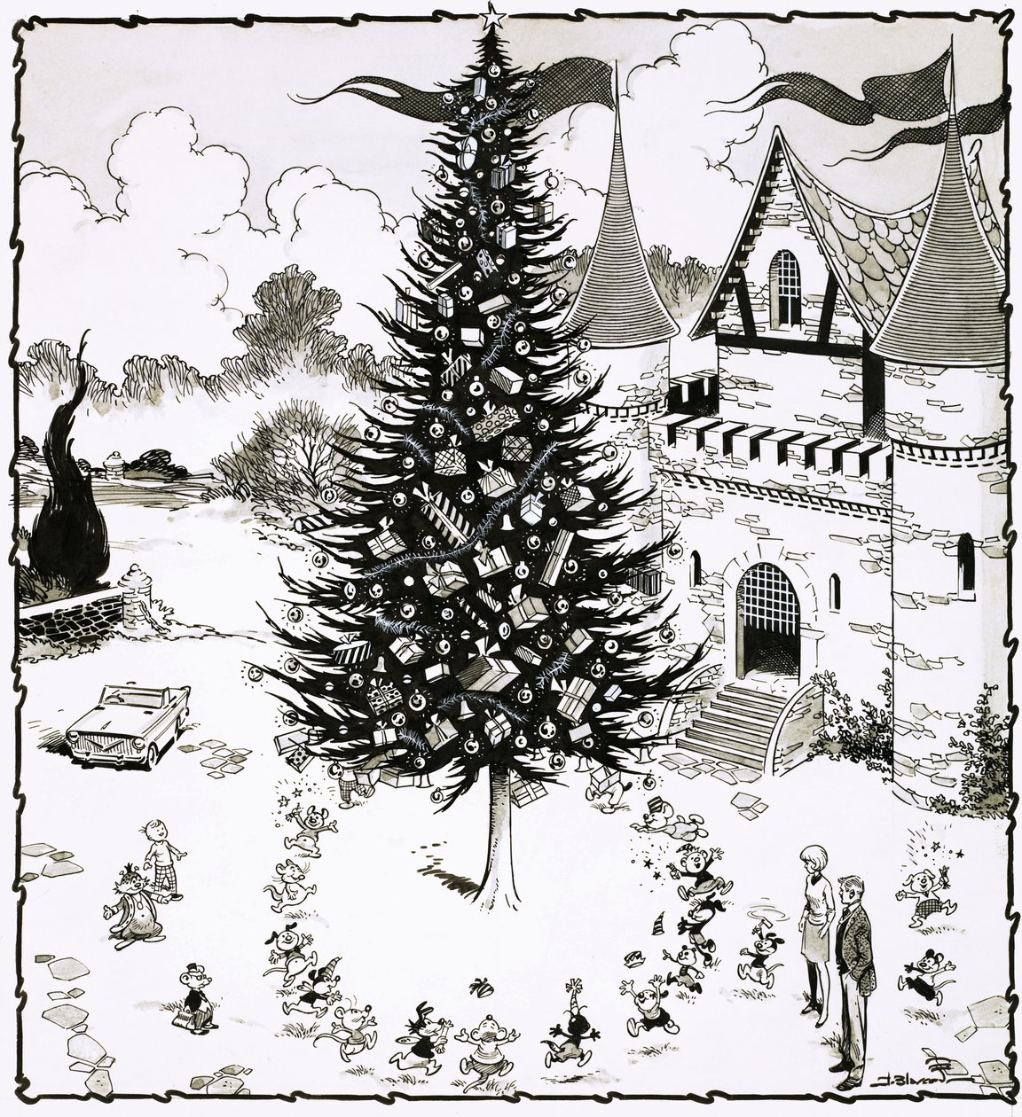 Sapin de Noël entouré d