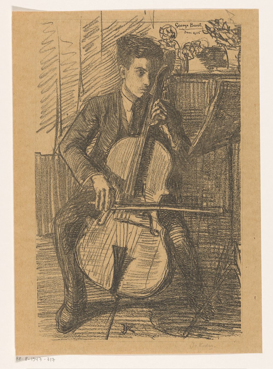 George Bacot jouant du violoncelle - Jo Koster (signed by artist)