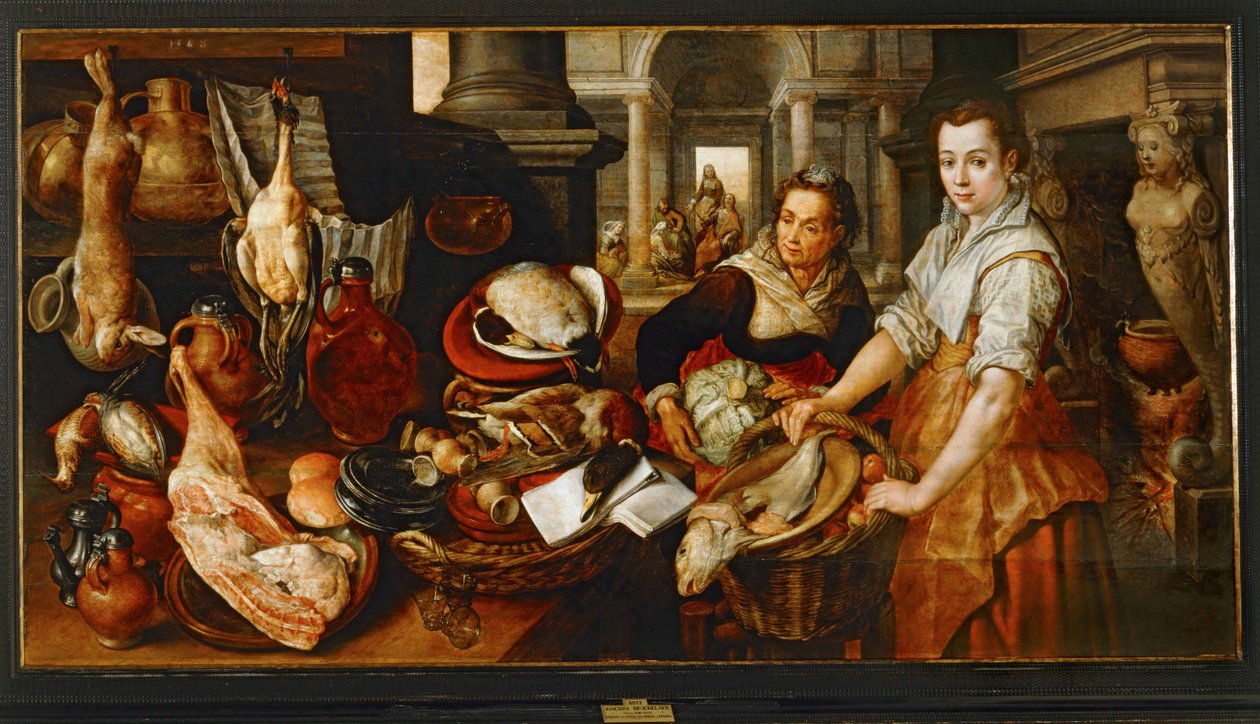 Jésus-Christ chez Marthe et Marie ... (peinture sur toile) - Joachim Bueckelaer