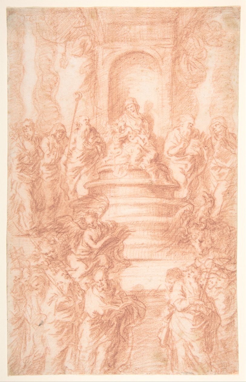 Die Heilige Sippe (Madonna mit Kind und St. Johannes) mit Propheten und Symbolen der vier Evangelisten - Joachim von Sandrart