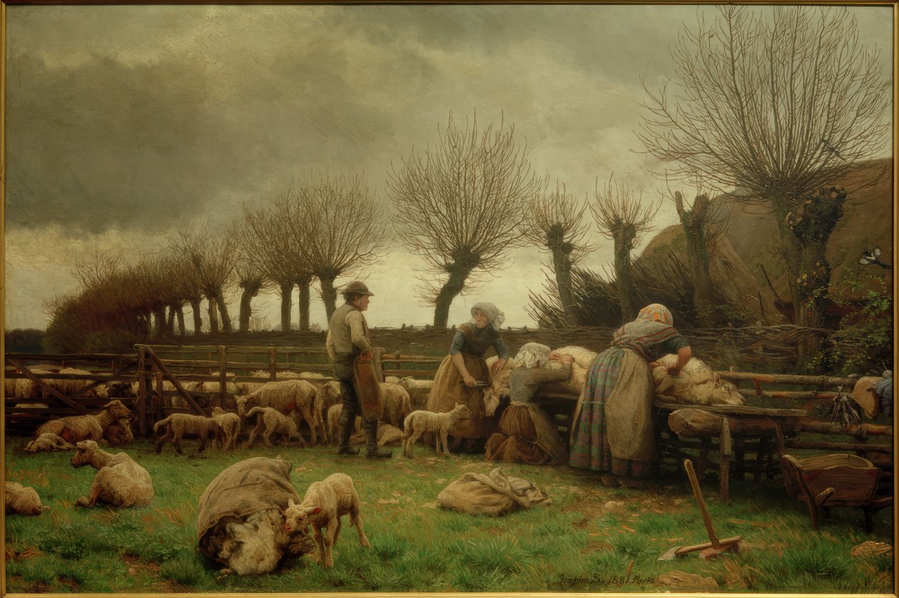 Tonte de printemps à Lolland. Ciel gris - Joakim Frederik Skovgaard
