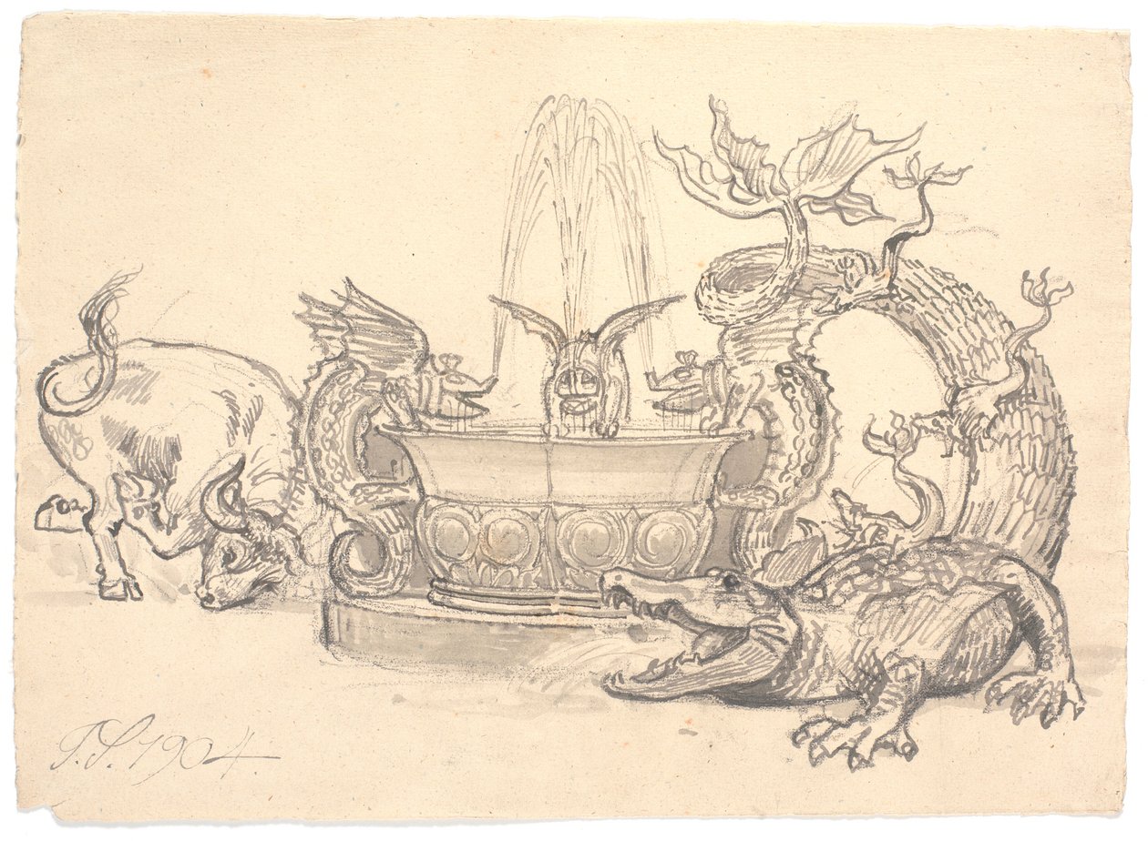 La bataille de la fontaine du dragon - Joakim Frederik Skovgaard