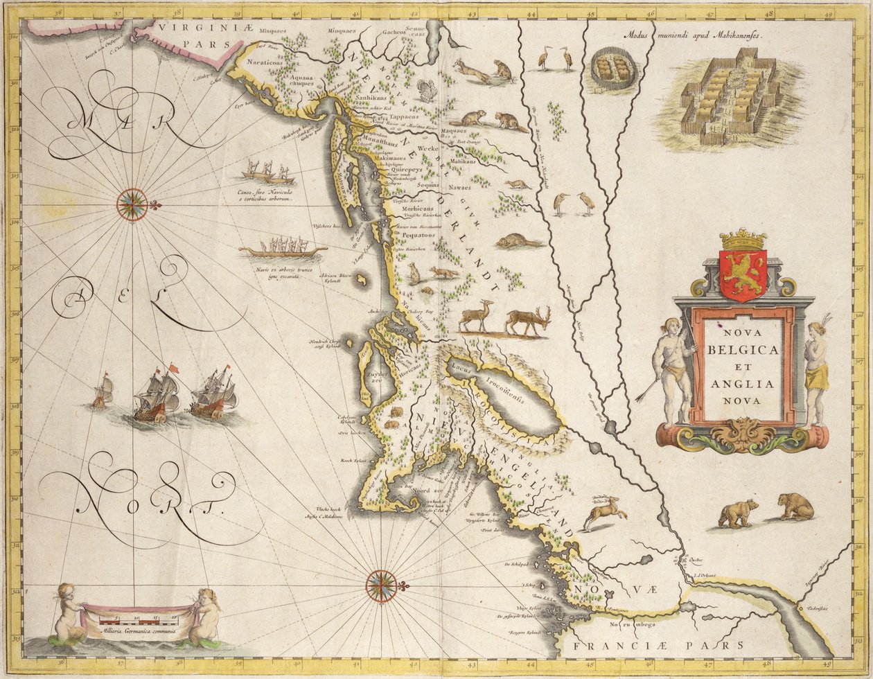 Carte de la Nouvelle-Belgique et de la Nouvelle-Angleterre, publiée à Amsterdam vers 1640 - Joan Blaeu
