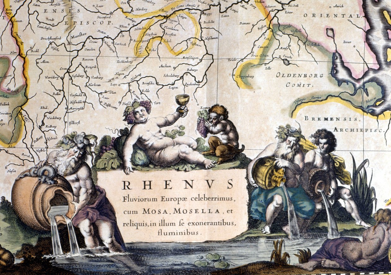 Allégorie du Rhin - dans Atlas Novus - Joan Blaeu