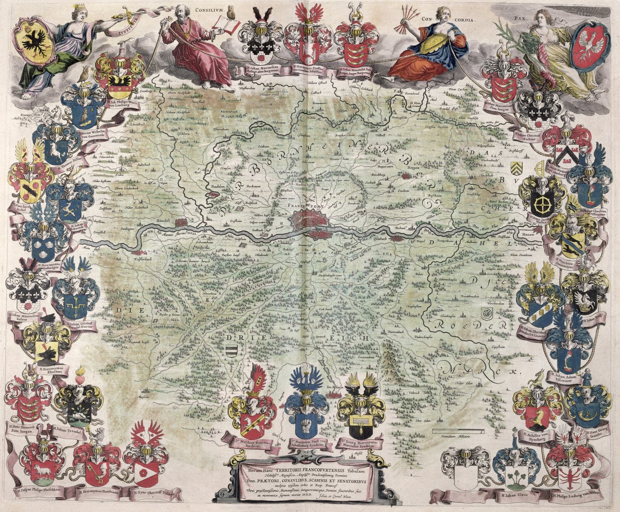 Carte de Francfort et des environs, de 