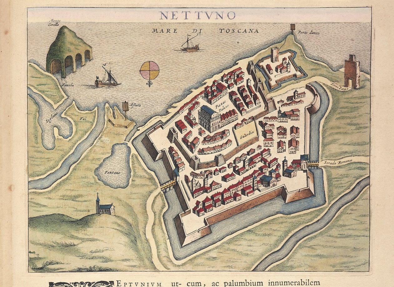 Carte de Nettuno, du Theatrum civitatum et admirandorum Italiae, par Joan Blaeu, gravure - Joan Blaeu