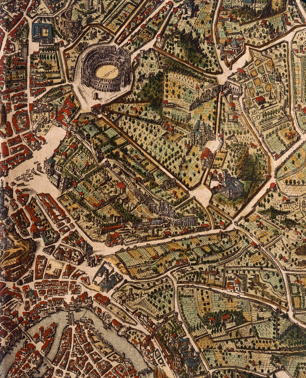 Carte de Rome, par Joan Blaeu (1596-1673), impression de Theatrum Civitatum et Admirandorum Italiae, ad Aevi Veteris et Praesentis Temporis Faciem Expressum, Italie - Joan Blaeu