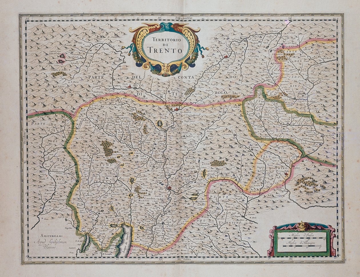 Région de Trente, de Theater of World, ou New Atlas of Maps and Representations of All Regions par Joan Blaeu, Italie - Joan Blaeu