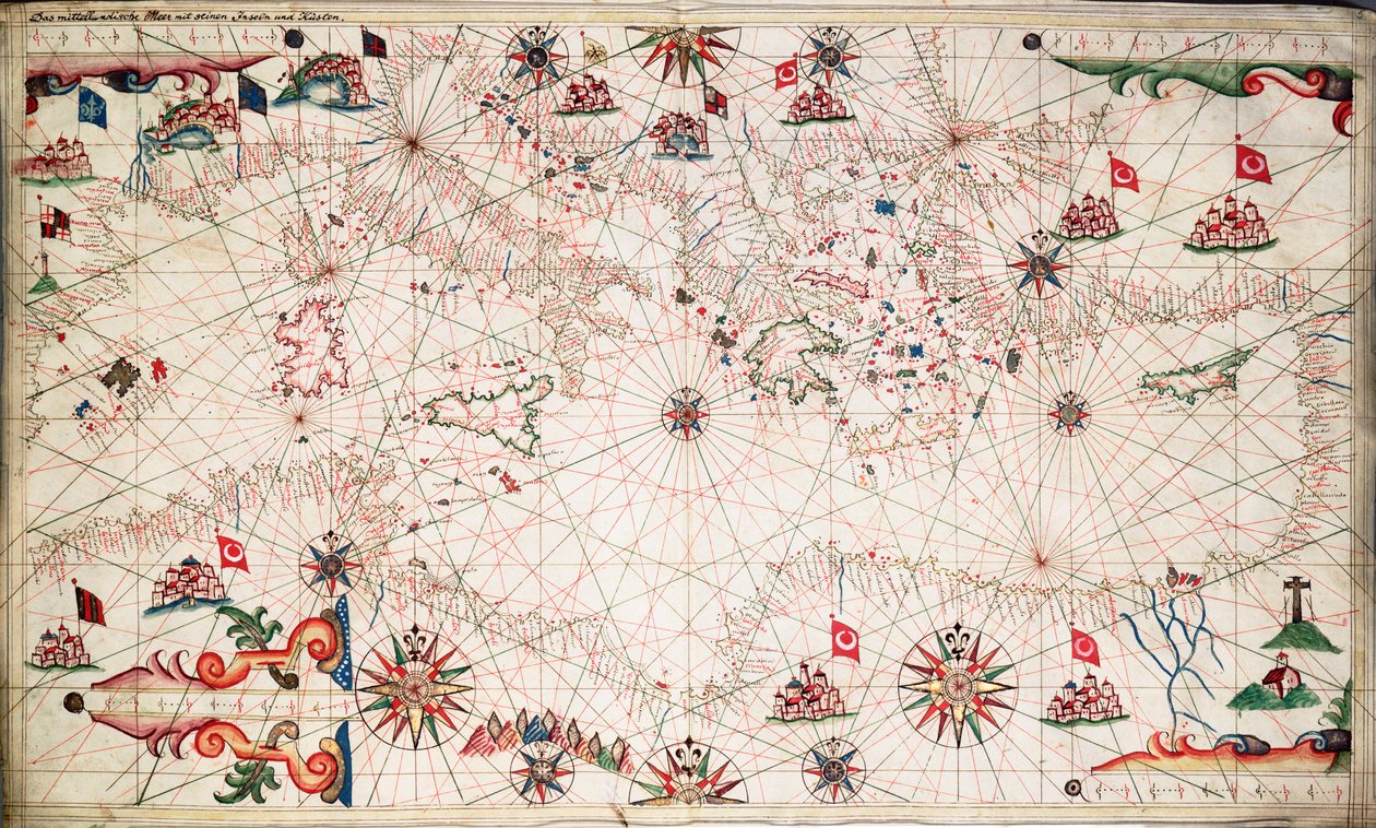 Carte de la Méditerranée, vers 1640 - Joan Oliva