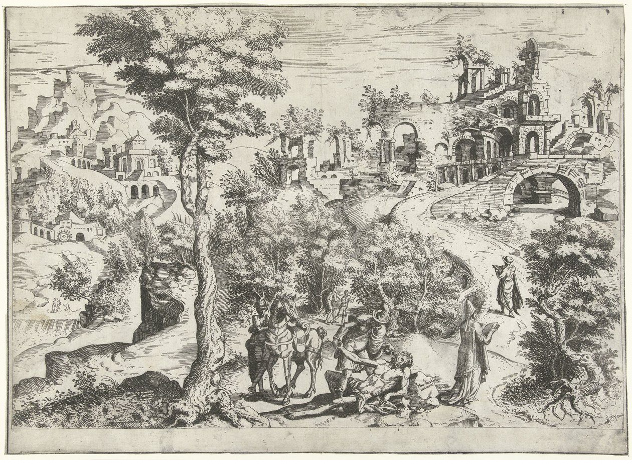 Paysage avec le Bon Samaritain - Joannes van Doetechum (I) (attributed to)