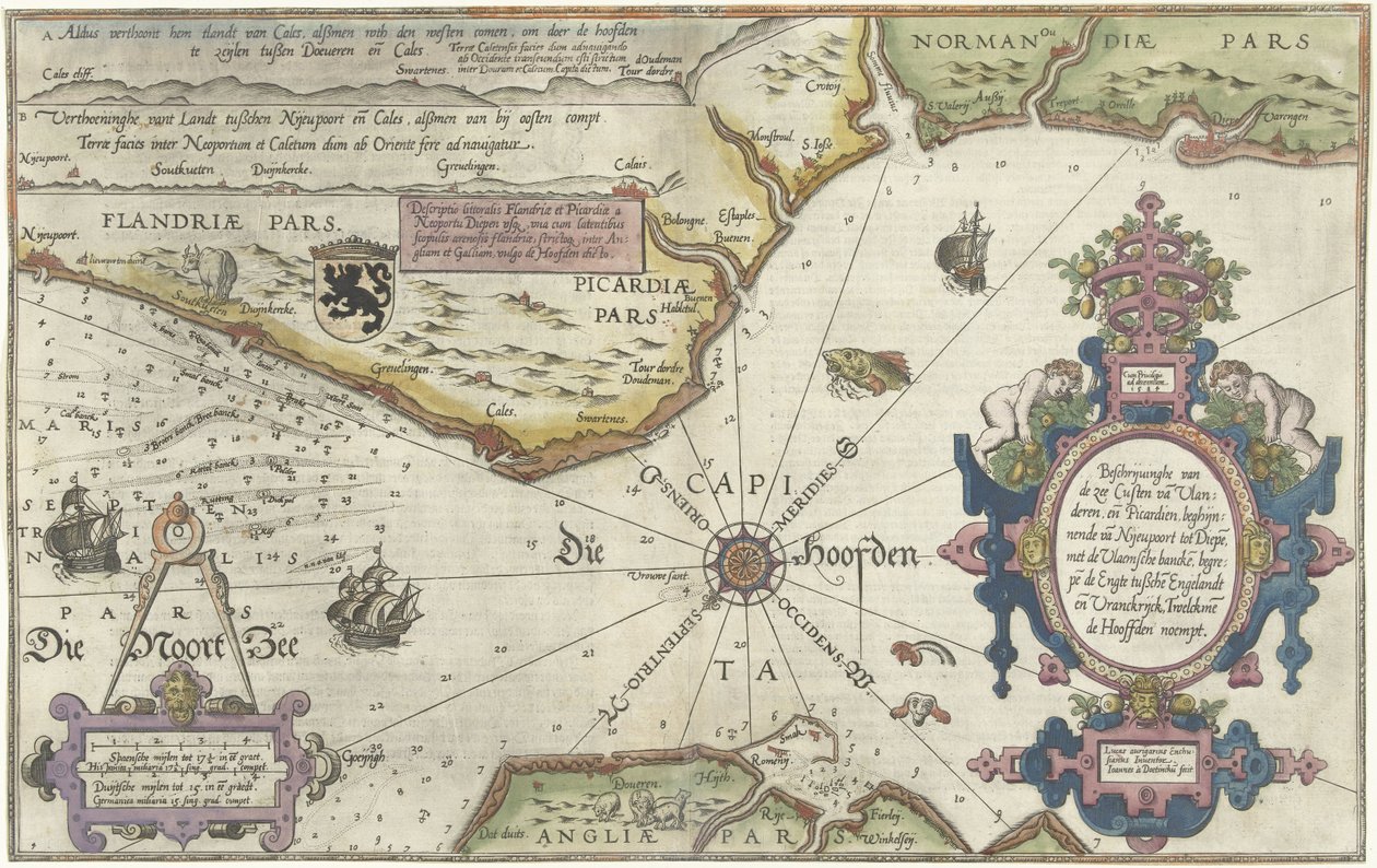 Carte des côtes de Flandre, Normandie et Angleterre - Joannes van Doetechum (I)