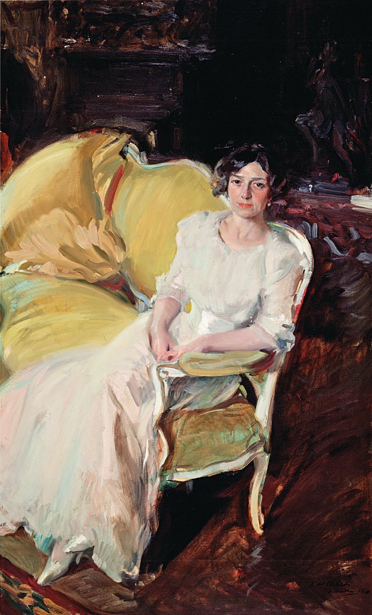 Clotilde, assise sur le canapé - Joaquín Sorolla
