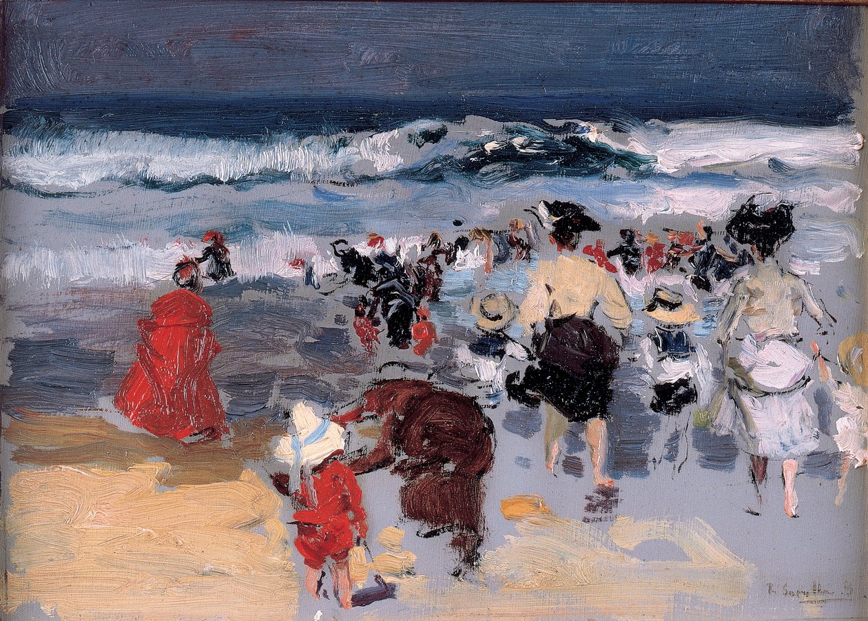 Plage à Biarritz - Joaquín Sorolla